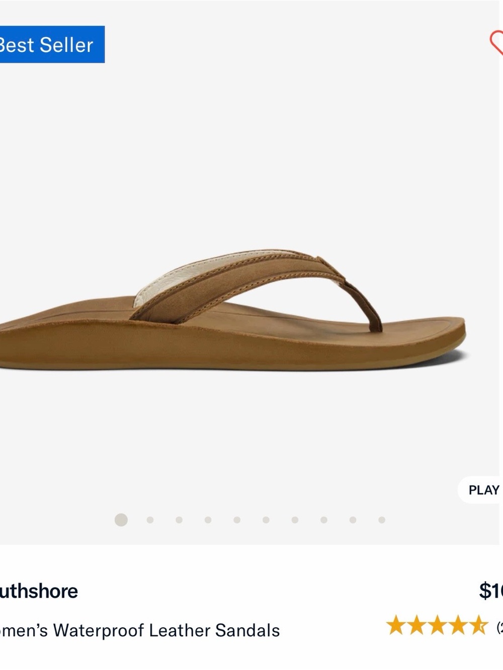 OluKai Women's Tan Leather Thong Sandals